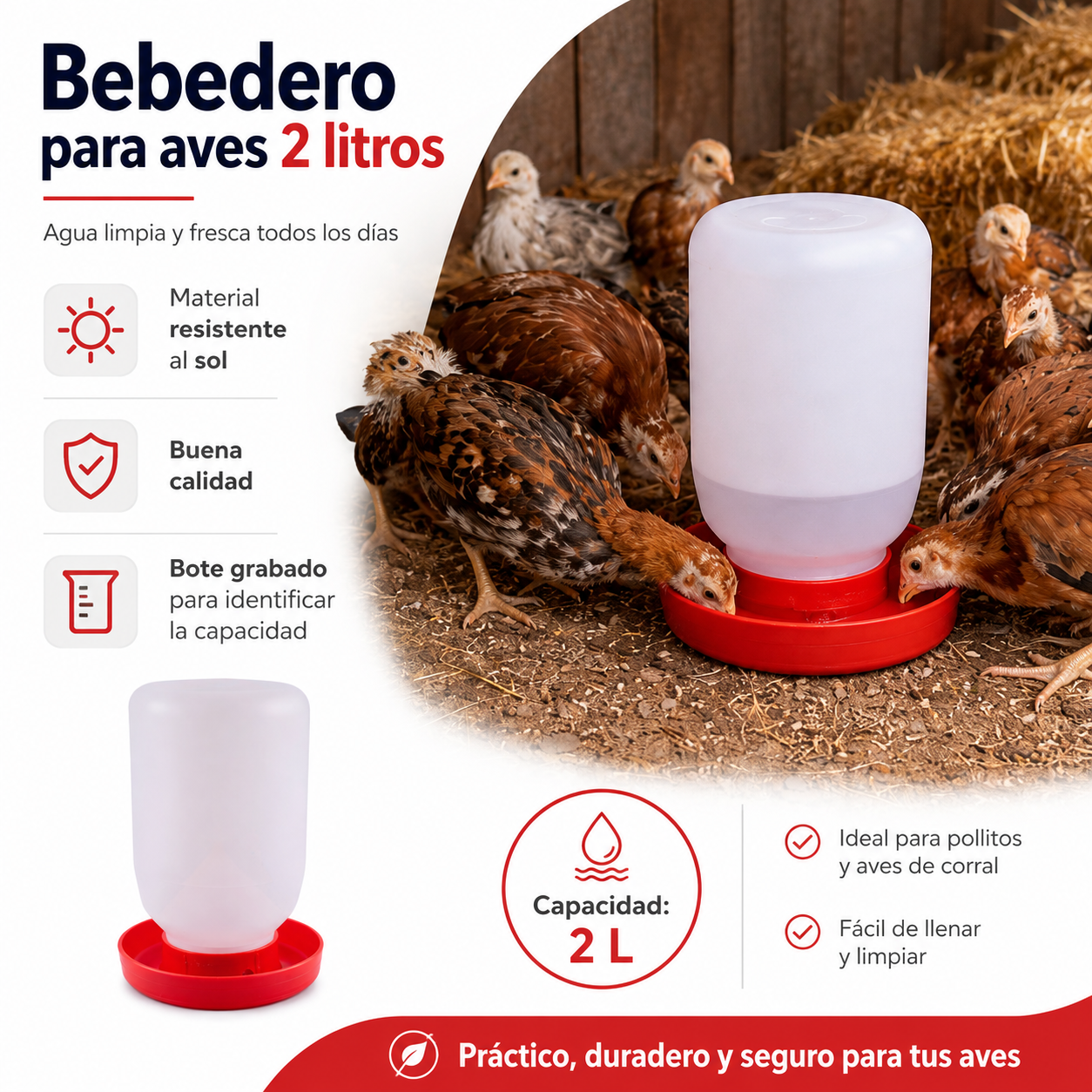Bebedero Para Ave 2 Litros 10 Piezas