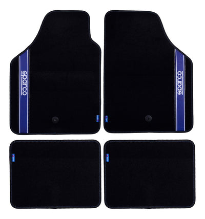Tapete Auto 4 Alfombras Sparco Universales Negro Y Azul