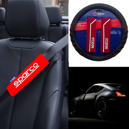 Funda Cubre Volante Sparco Negro Rojo Hombreras Deportivo