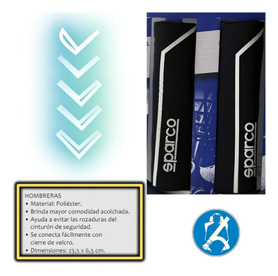 Cubre Volante + Hombreras Sparco Negro Deportivo Elegante