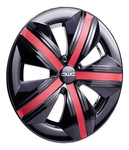 Jgo 4 Tapones Extensión Polvera Llanta Negro Rojo Rin 15 Owc