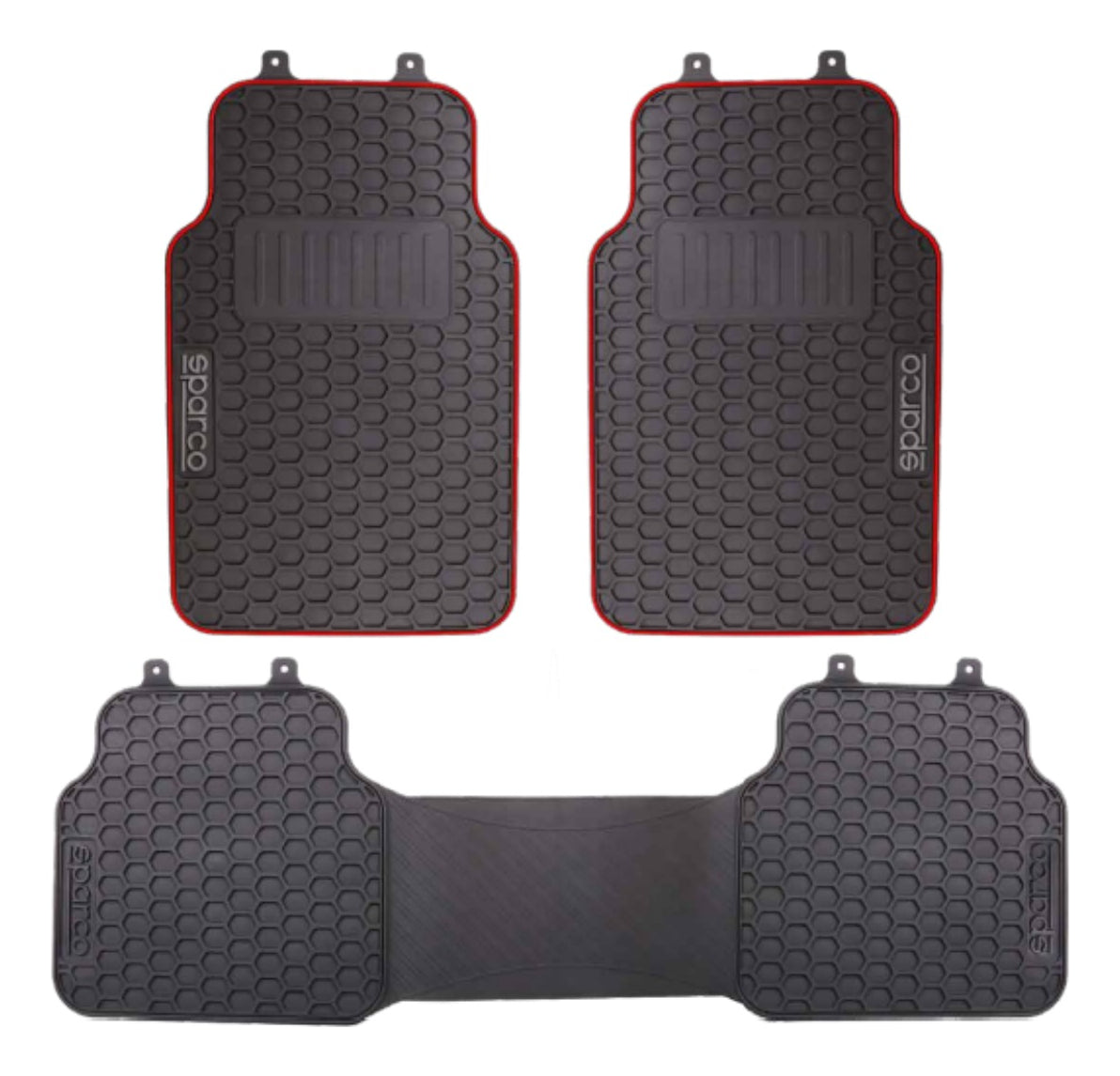 Tapete Alfombra Sparco 3 Piezas Negro Con Franjas Rojas