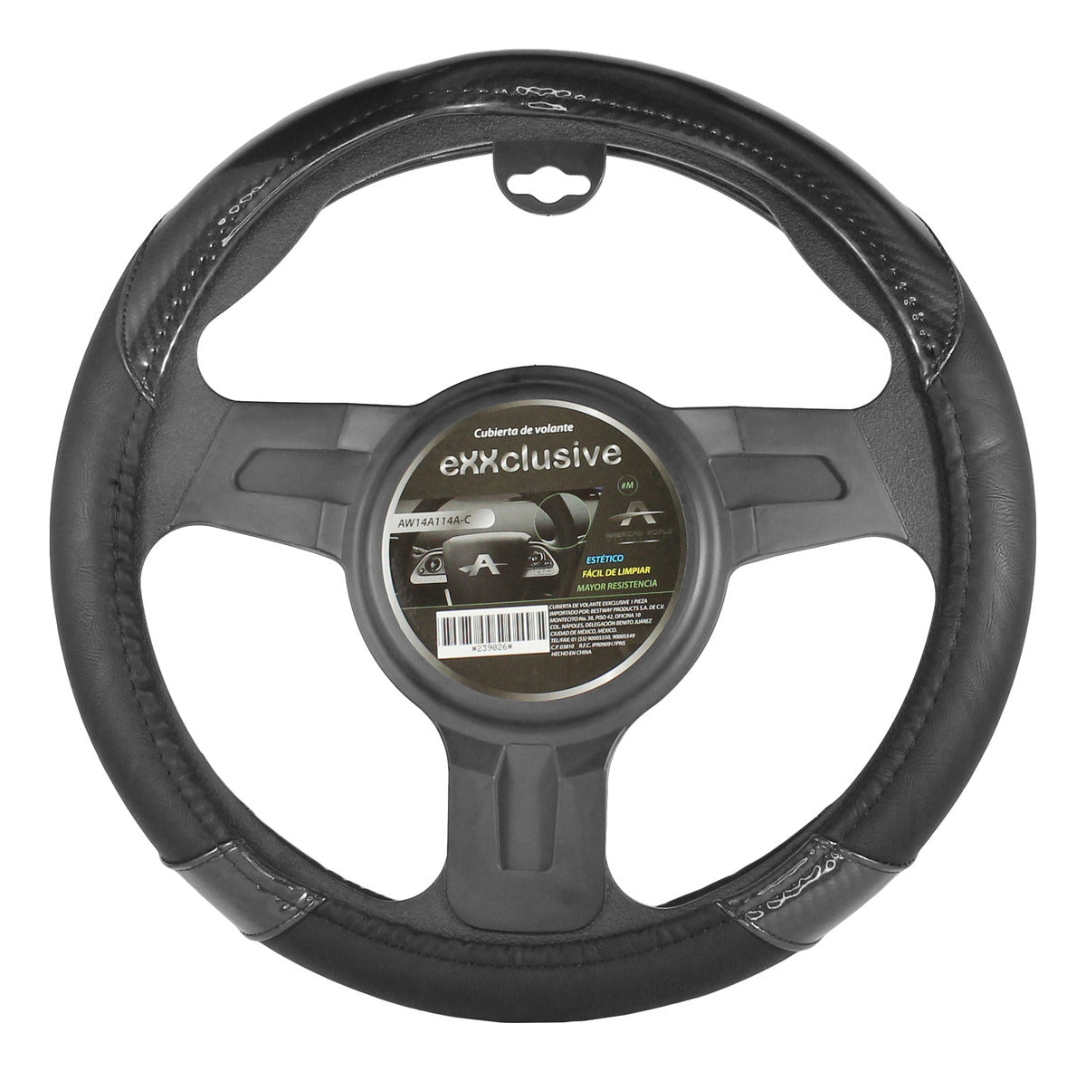 Funda Volante Auto Fibra Carbono Y Cuero Cubre Universal