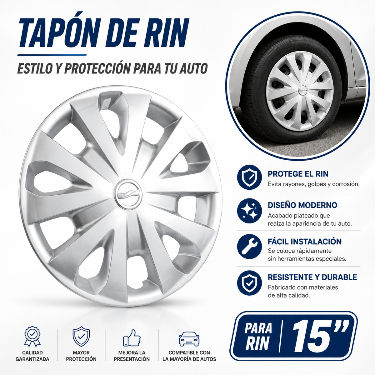 4 Tapones Polveras Rin 15 Para Nissan Tipo Versa