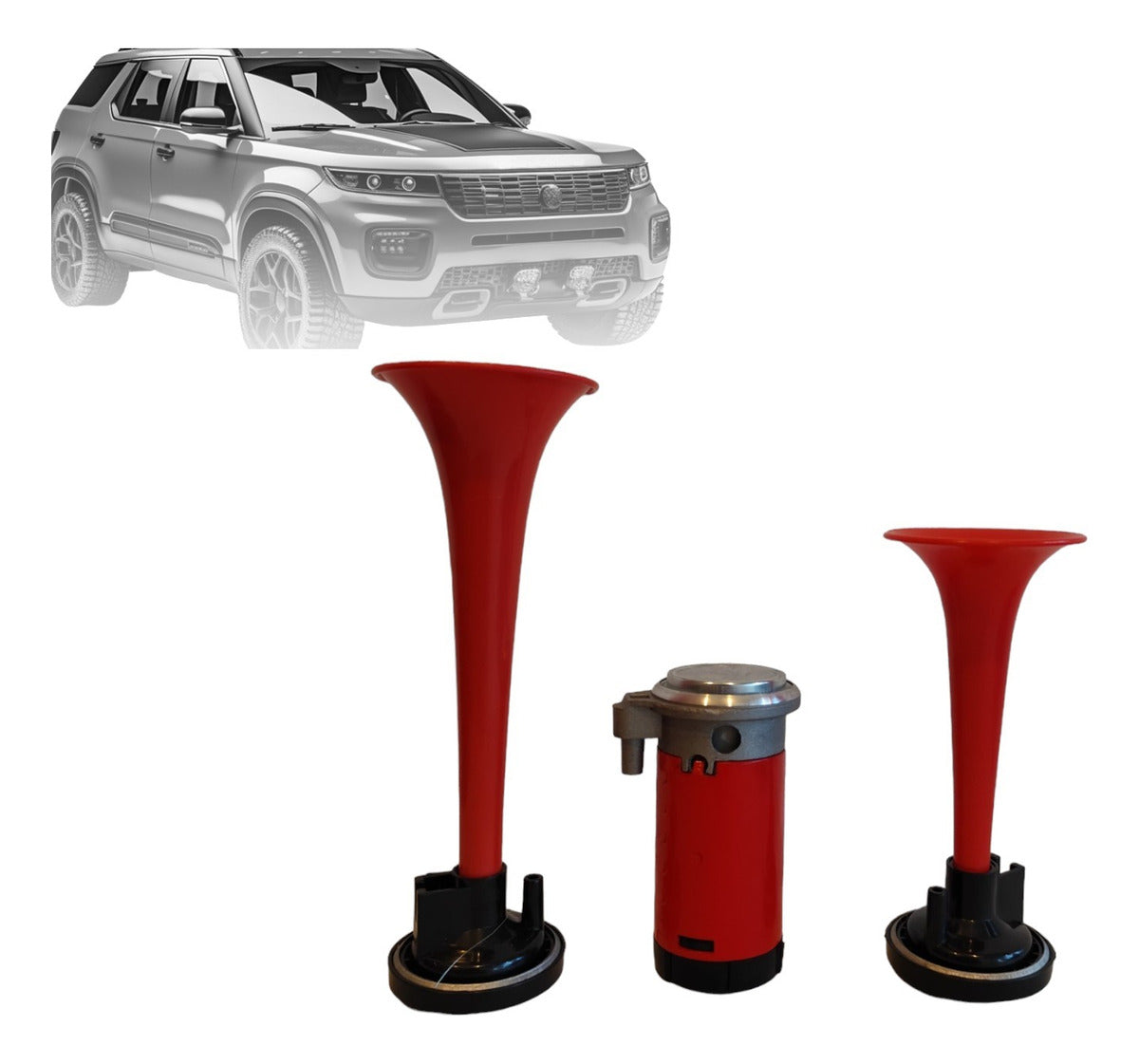 Corneta Claxon Doble Con Compresor Aire 12v Auto Camioneta