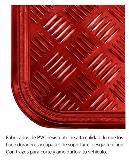 Tapete 4 Piezas Metalizado Color Rojo Deportivo Uso Rudo