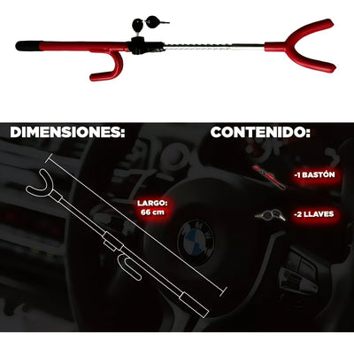 Promoción Bastón Antirrobo Rojo + Protector Solar Para Auto