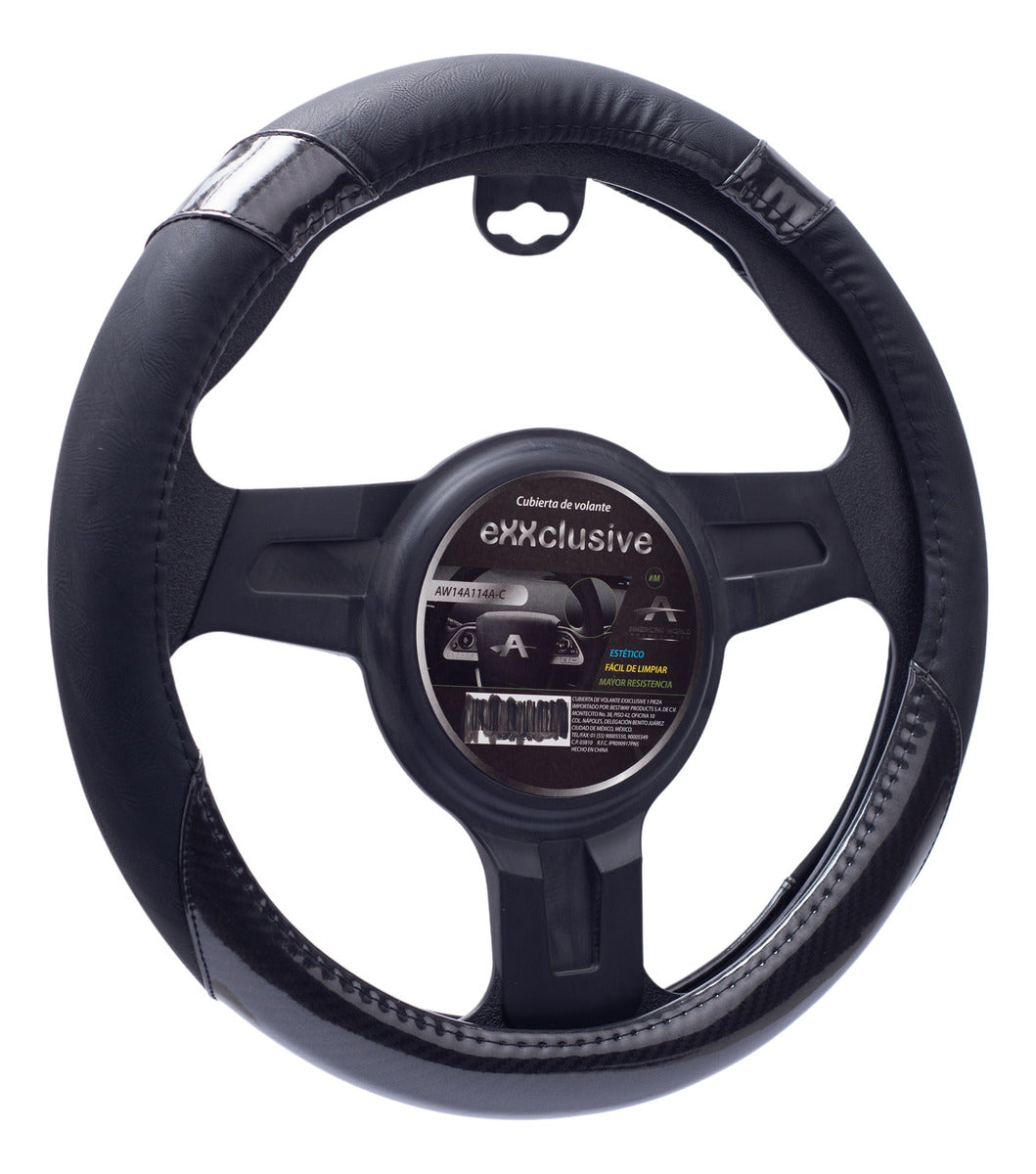 Funda Volante Auto Fibra Carbono Y Cuero Cubre Universal