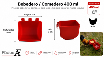 50 Bebederos Comederos Cuadrados Para Gallo Perico Loro Aves