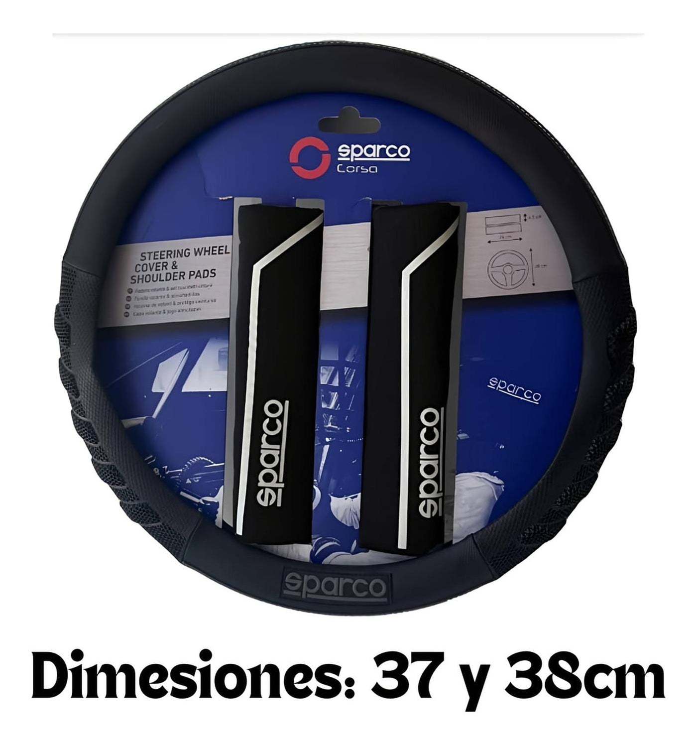 Cubre Volante + Hombreras Sparco Negro Deportivo Elegante