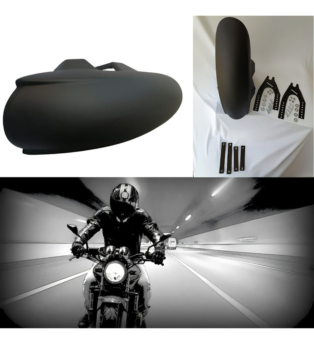 Salpicadera Para Moto Trasera Lisa Negra Universal