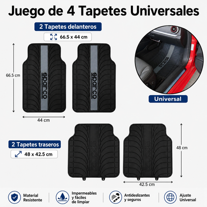 Tapete Alfombra Para Auto Universal Uso Rudo Juego 4 Pz Gris