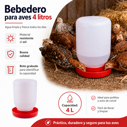 Bebedero Para Pollos O Pajaros De 4l 5 Piezas