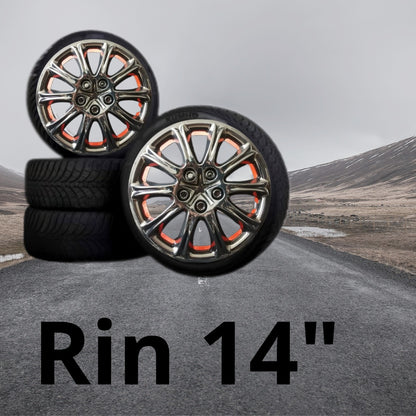 Juego 4 Tapones Rin 14 Deportivos Universales Negro Owc Rojo