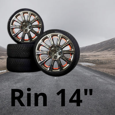 Tapones Deportivos Rin 14 Negro Rojo/naranja Owc