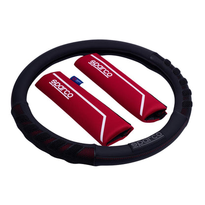 Funda Cubre Volante Sparco Negro Rojo Hombreras Deportivo