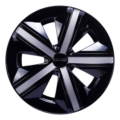 4 Tapones Polveras Llanta Extensión Negro Con Gris Rin 14