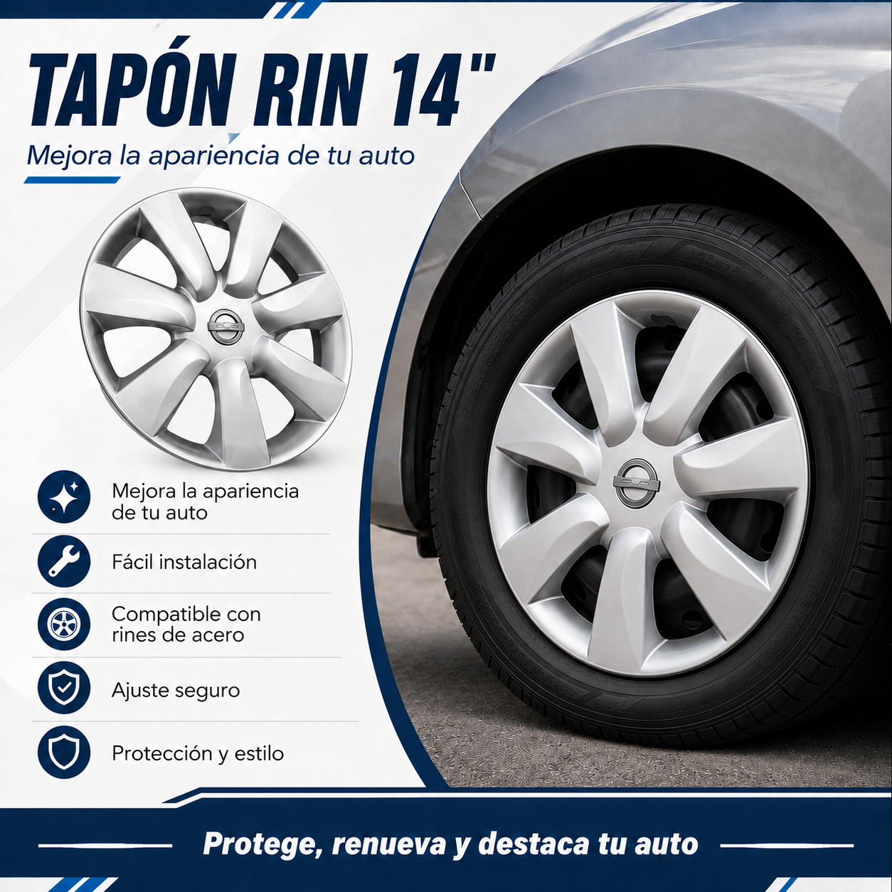 4 Tapones Optimus Polveras Llanta Tapón Auto Rin 14 Nissan