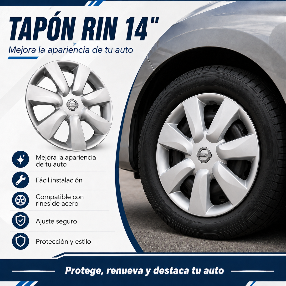4 Tapones Polveras Llanta Auto Rin 14 Tipo Nissan March