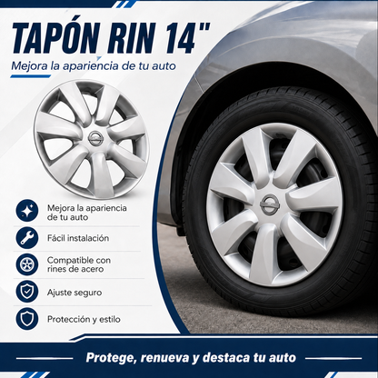 4 Tapones Polveras Llanta Auto Rin 14 Tipo Nissan March