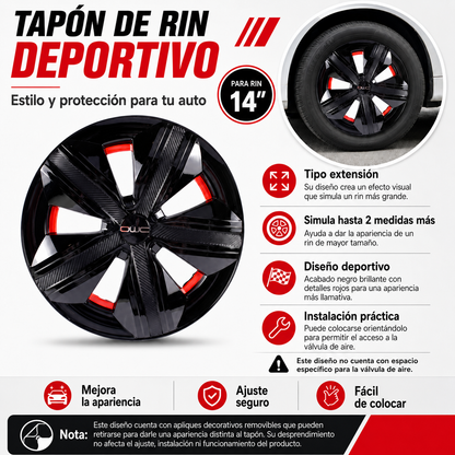 Tapones Polveras Extensión Negro Rin 14 Owc