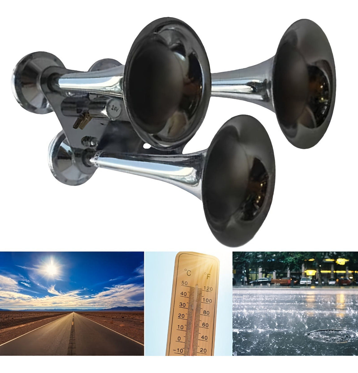 Corneta Triple Tipo Tren Trailer Camiones Premium Claxon