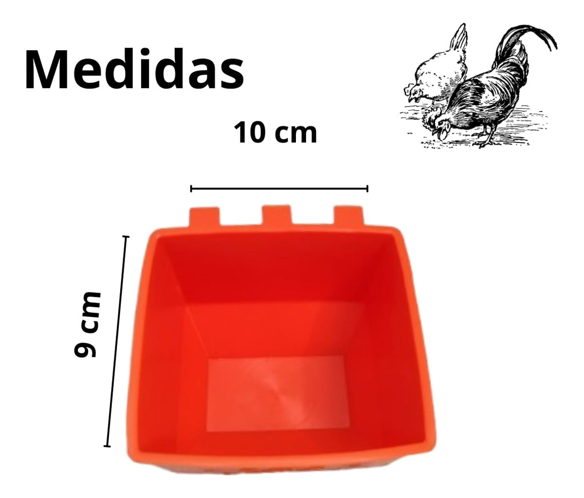 50 Bebederos Comederos Cuadrados Naranja Gallo Loro Aves