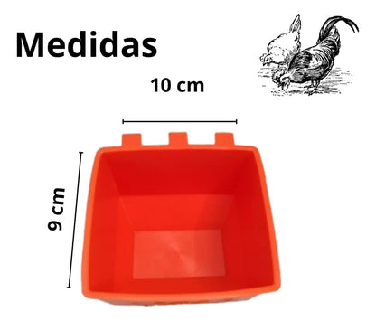 50 Bebederos Comederos Cuadrados Naranja Gallo Loro Aves