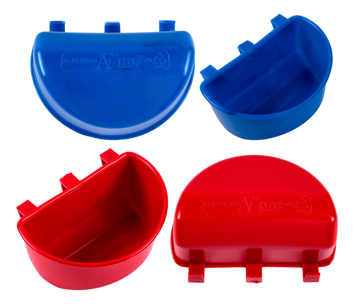 50 Bebederos Comederos Para Gallo Media Luna Rojo Y Azul