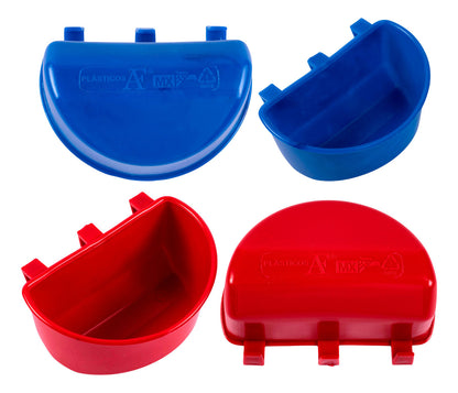 50 Bebederos Comederos Para Gallo Media Luna Rojo Y Azul