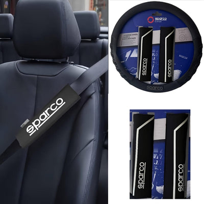 Cubre Volante + Hombreras Sparco Negro Deportivo Elegante