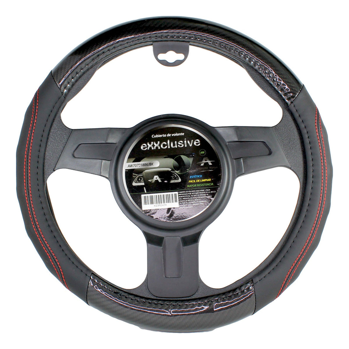 Funda Cubre Volante Fibra Carbono Universal 38cm Negro Auto