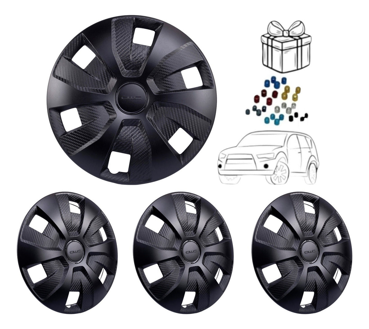 Juego 4 Tapones Polveras Negro Matte Rin 14 Owc