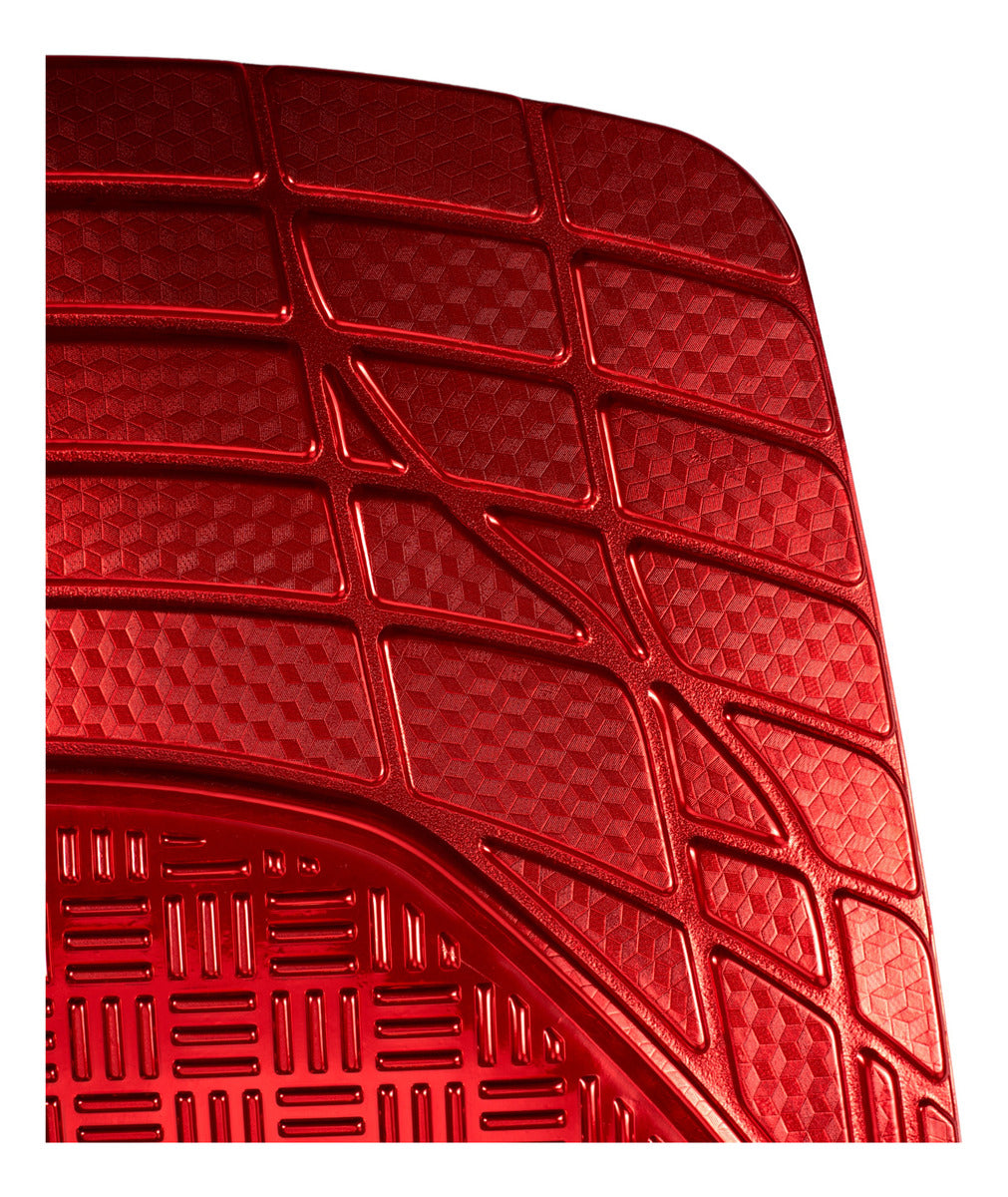 Tapete Uso Rudo De Charola Grecia Metalizado Rojo 4 Pzs