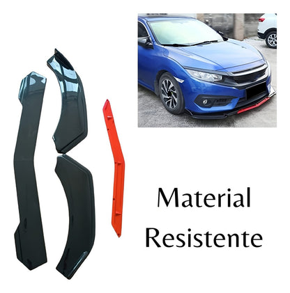 Lip Delantero 4pz Universal Negro/rojo Deportivo Faldon