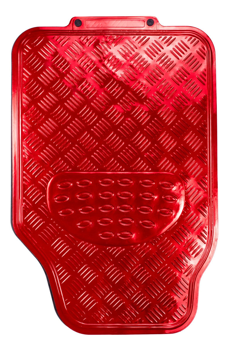 Tapete 4 Piezas Metalizado Color Rojo Deportivo Uso Rudo