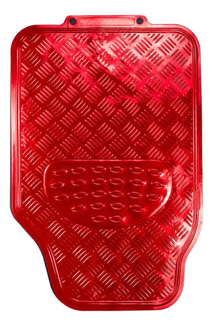 Tapete 4 Piezas Metalizado Color Rojo Deportivo Uso Rudo