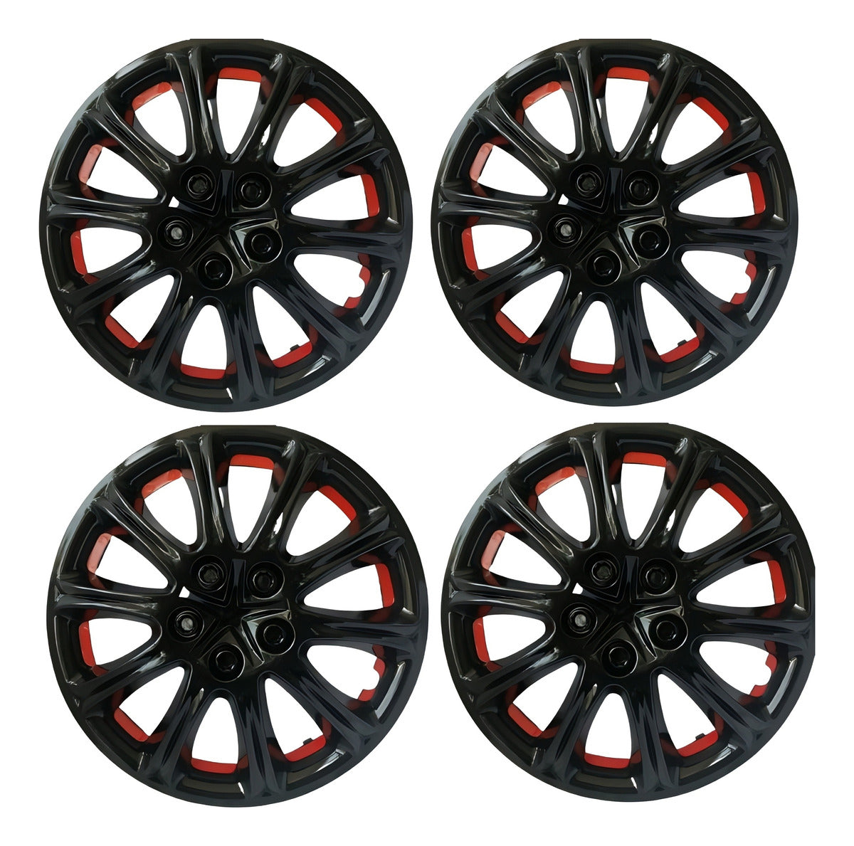 Tapones Deportivos Rin 14 Negro Rojo/naranja Owc