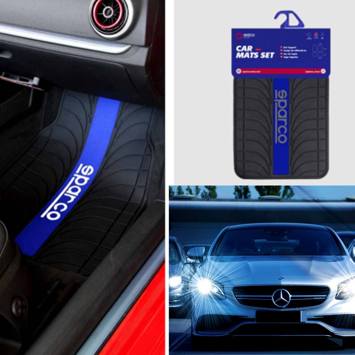 Tapete Alfombra Sparco 4 Piezas Negro/azul