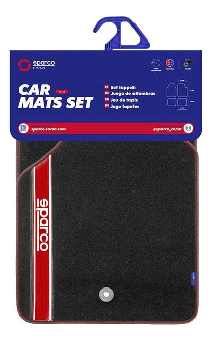 Tapete Auto 4 Alfombras Sparco Universales Negro Y Rojo