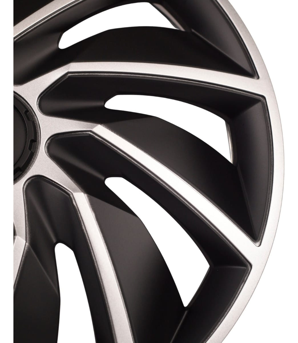 4 Tapones Lujo Europeos Silver Black Turbo Rin 13 Deportivo