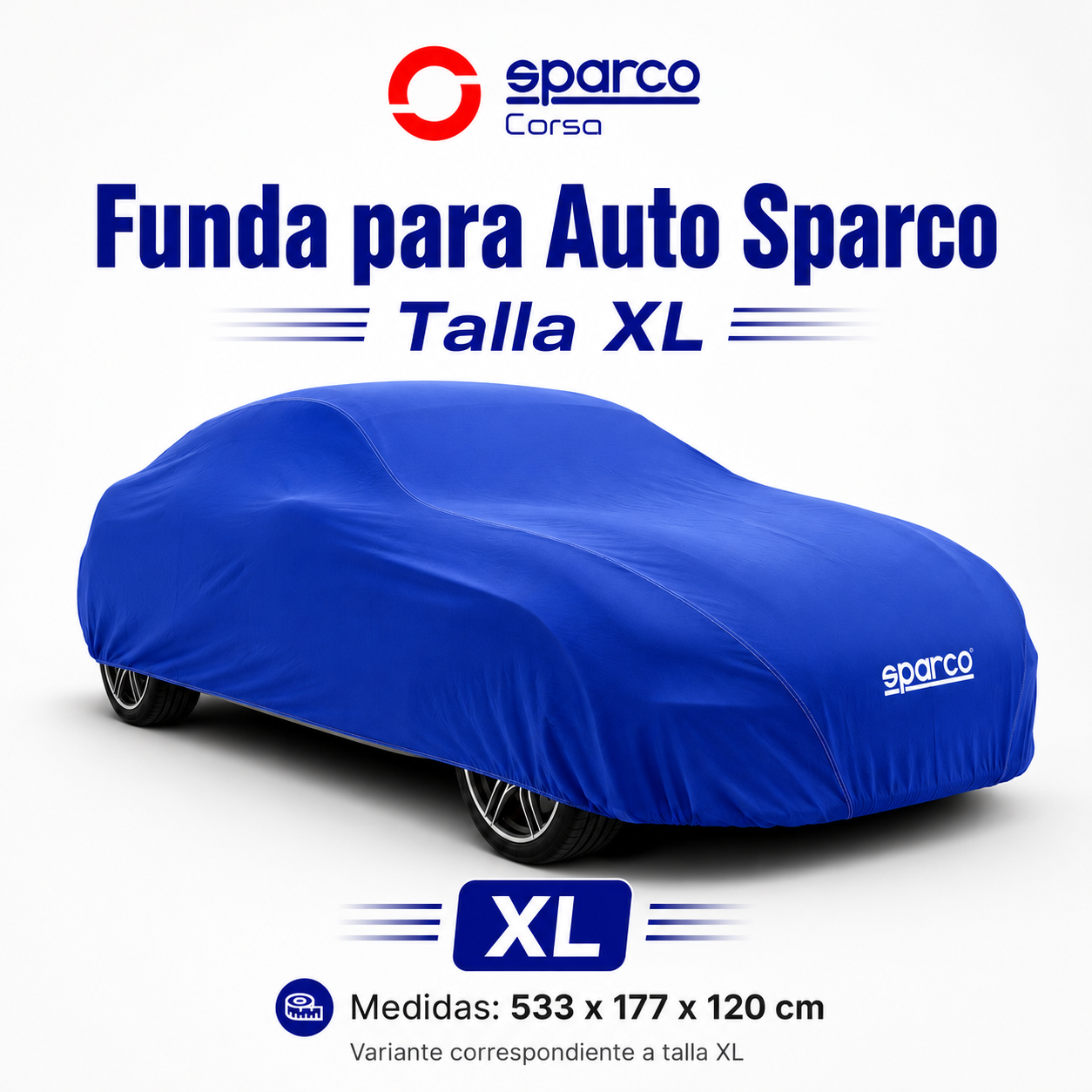 Funda Cubierta Sparco XL Azul Car Cover Para Auto Protector