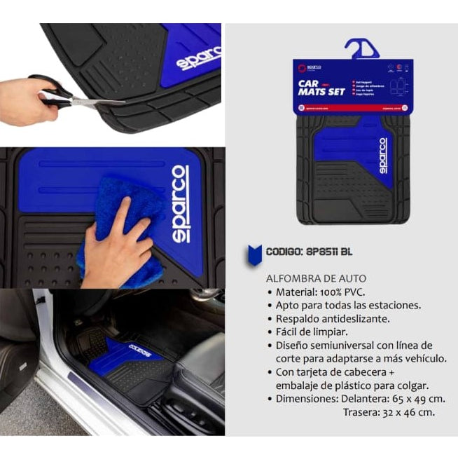 Tapete Deportivo Sparco Auto/camioneta Negro Azul