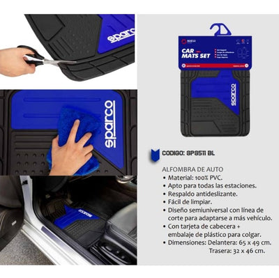 Tapete Deportivo Sparco Auto/camioneta Negro Azul