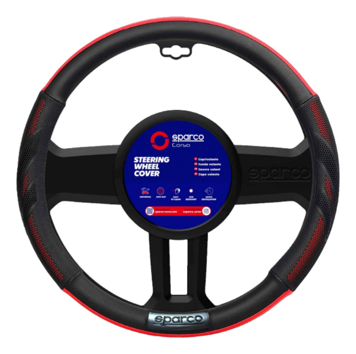 Funda Cubre Volante Sparco Negro Con Rojo Doble Vista