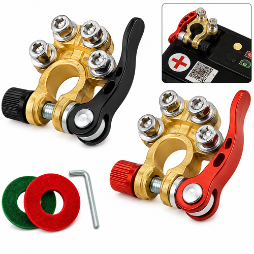Par Terminal Corta Corriente Bateria Bronce Auto Universal