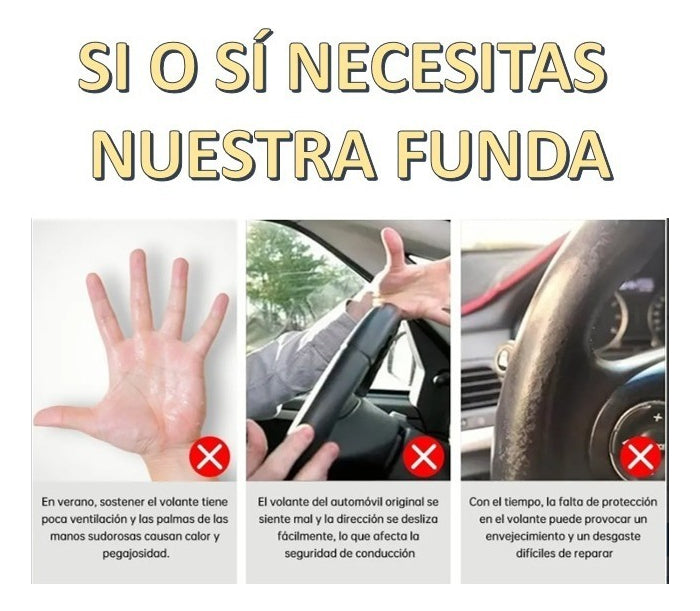 Funda Cubre Volante Fibra Carbono Universal 38cm Negro Auto