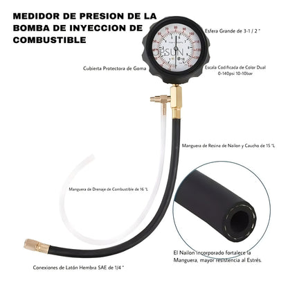 Manómetro Medidor De Presión De Gasolina 0-140psi