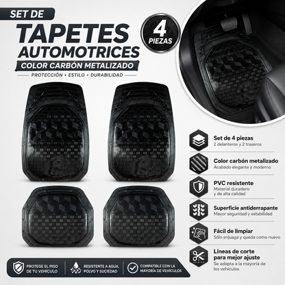 Tapete Uso Rudo De Charola Grecia Carbon Matte 4 Pzs