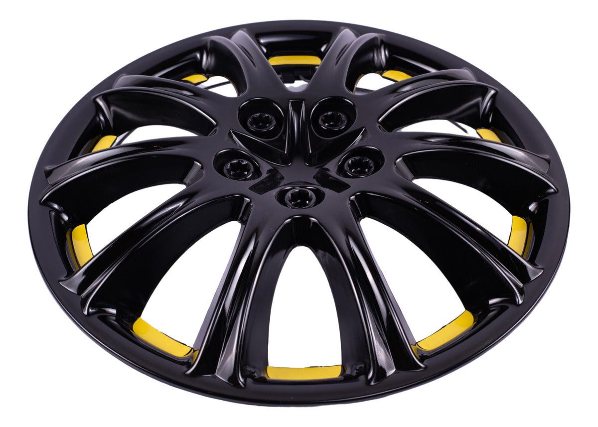 Tapones Polveras Optimus Rin 13 Negro Brillante Con Amarillo